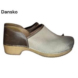 39 Dansko Brenna Burnish Sand Mill Gray Leather Professional Clog Women 8.5 9